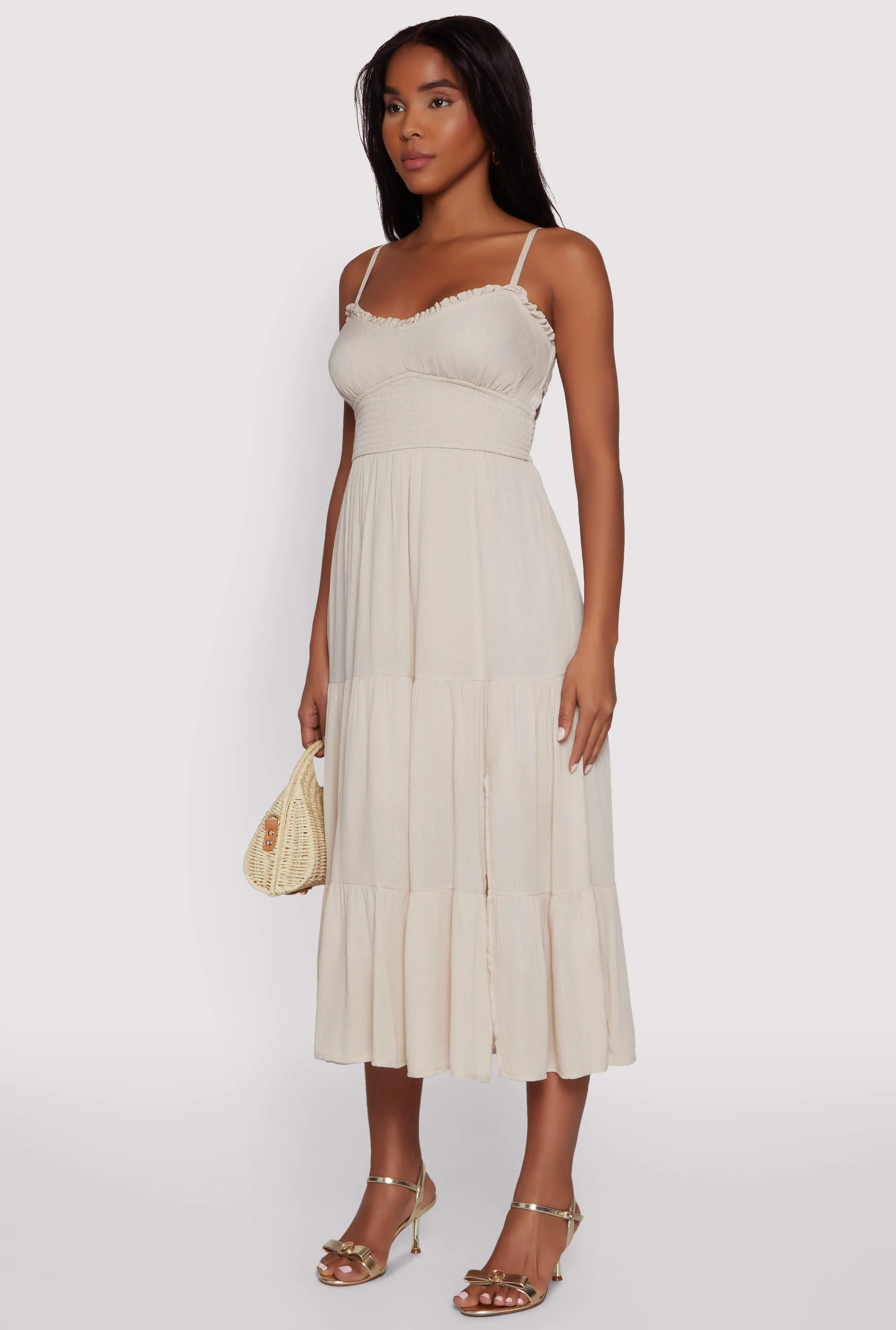 Casual Comfort Iris Smocked Empire Waist Tiered Dress