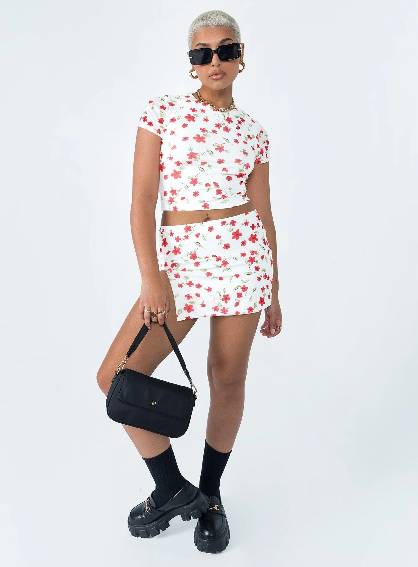 Denim style Bold Move Mini Skirt White Floral
