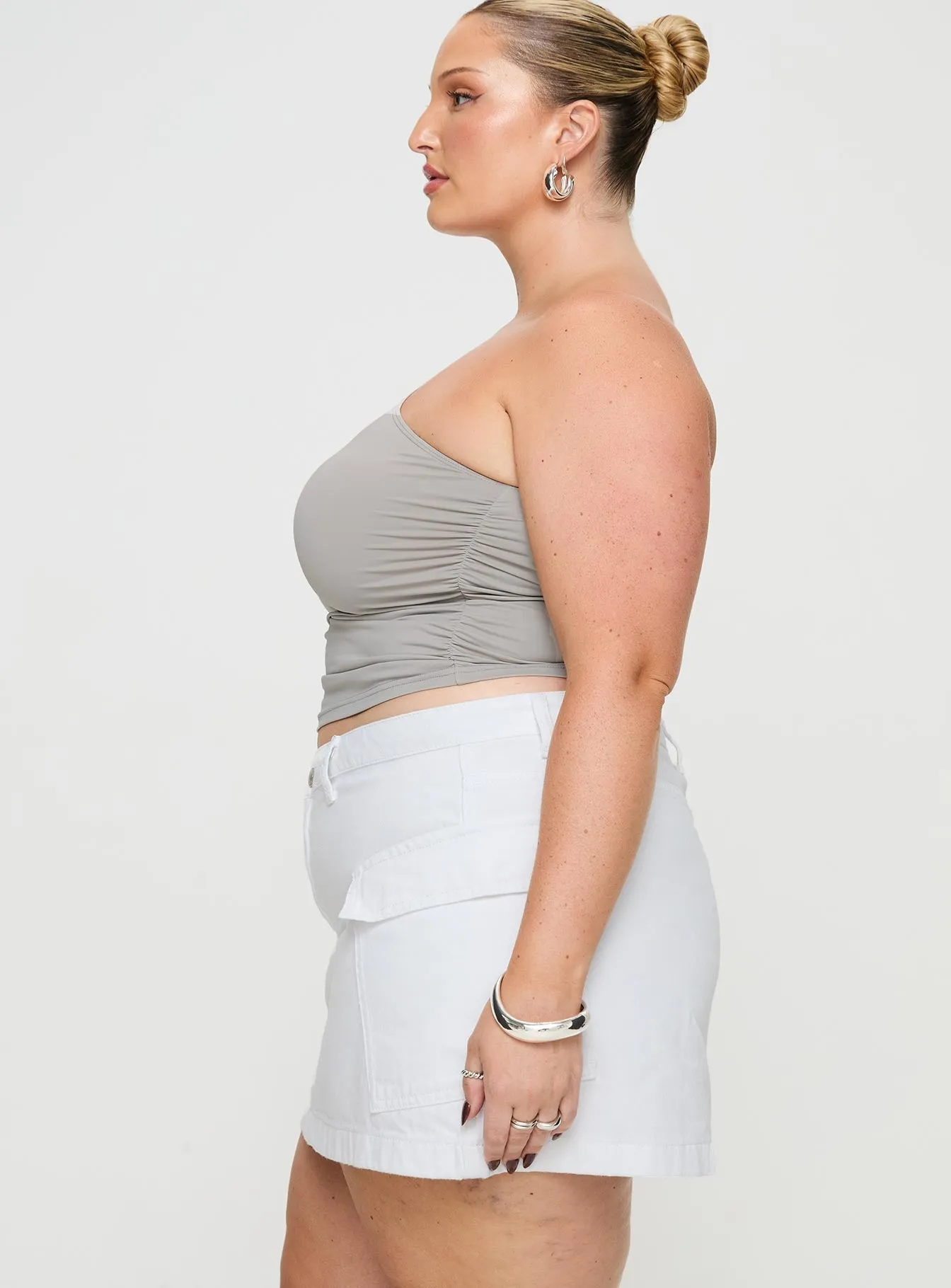 Zakai Cargo Denim Mini Skirt White Denim Curve Minimal Touch