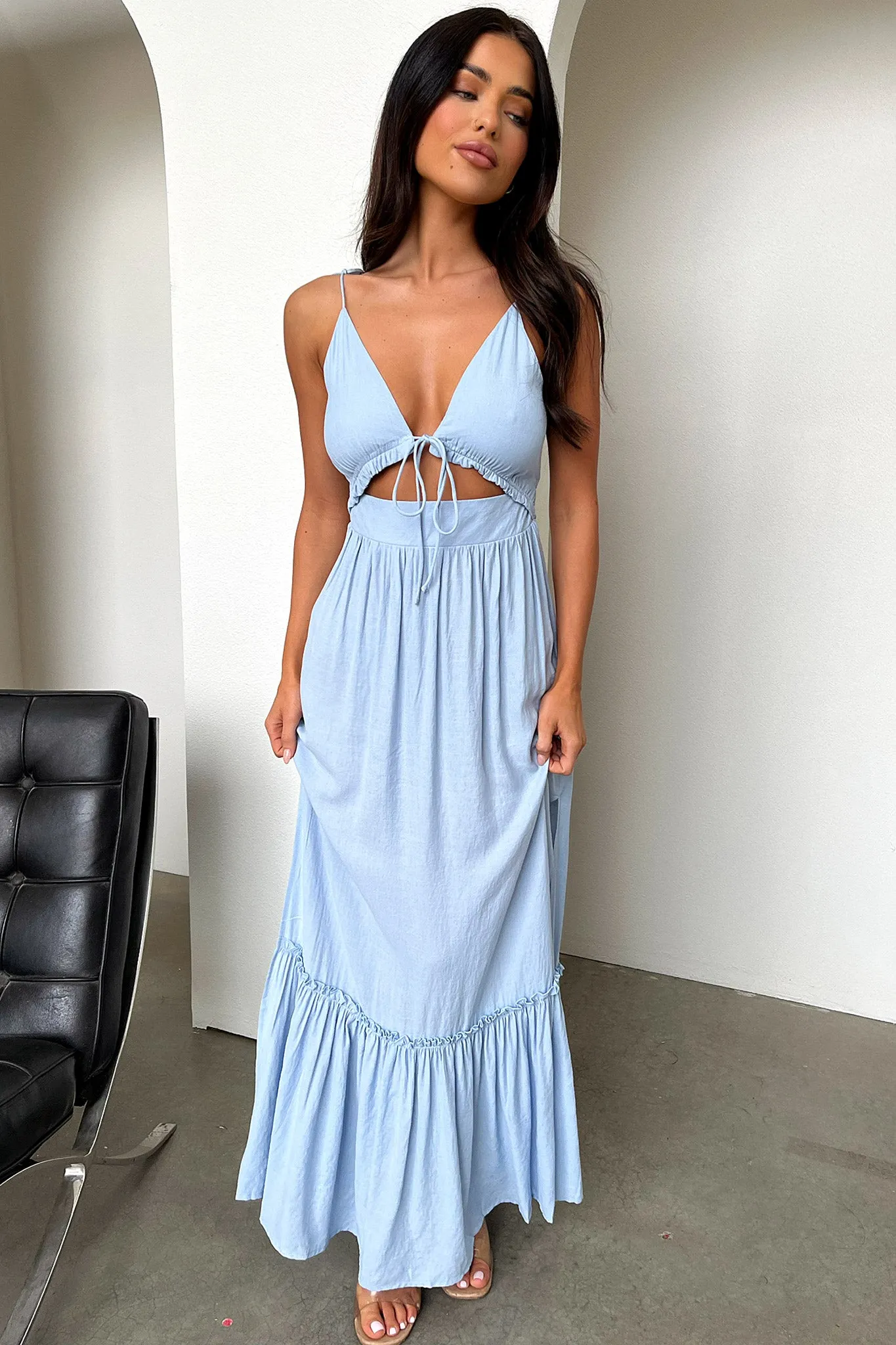 Romantic evening dress Fashionable formal event piece Primerose Maxi Dress - Blue