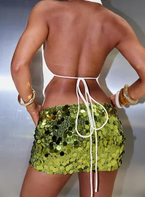 Riego Mini Skirt Green Matte Finish