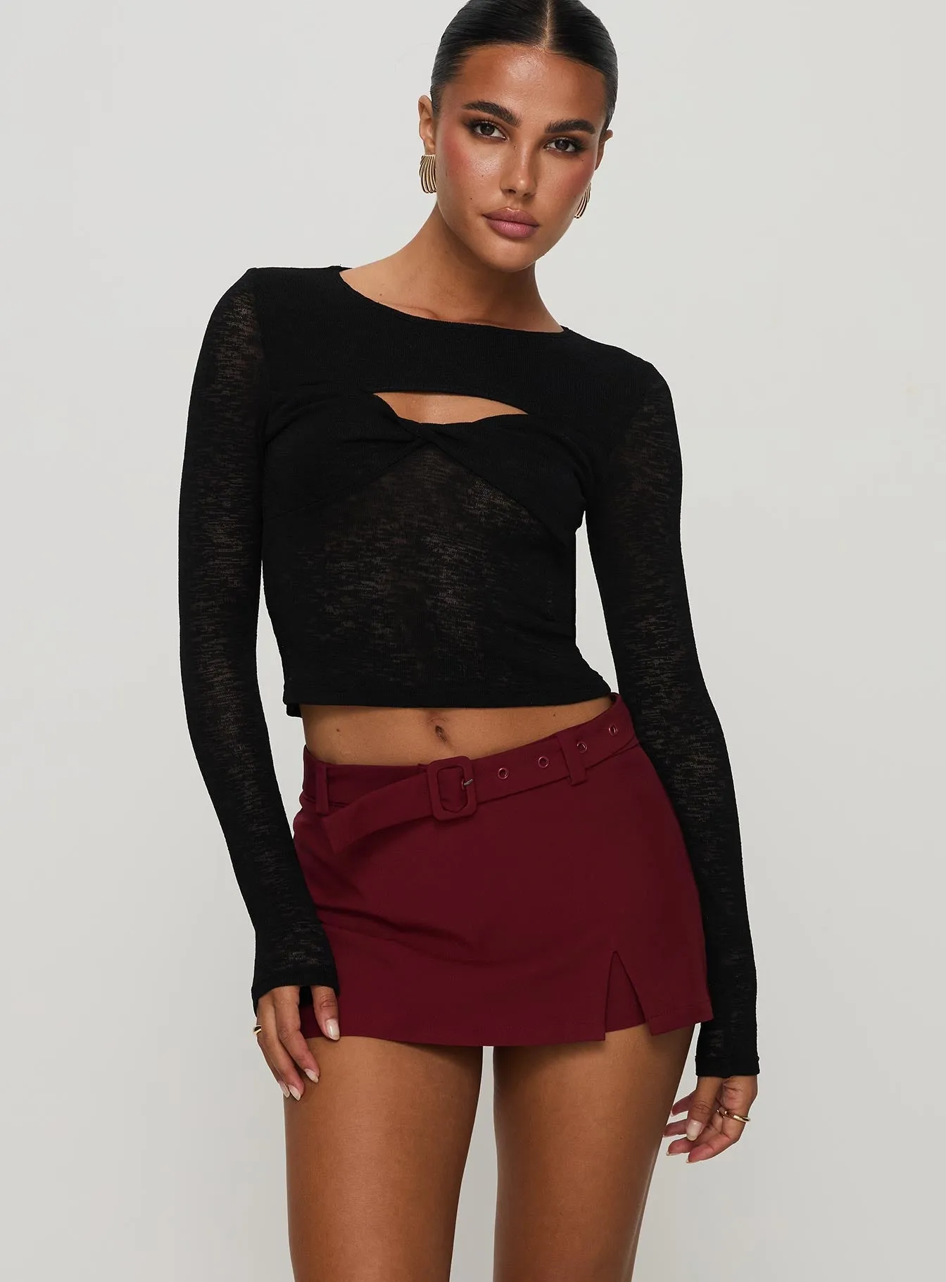 Sleek Outfit Laidback Feel Volley Mini Skort Cherry Red Tall