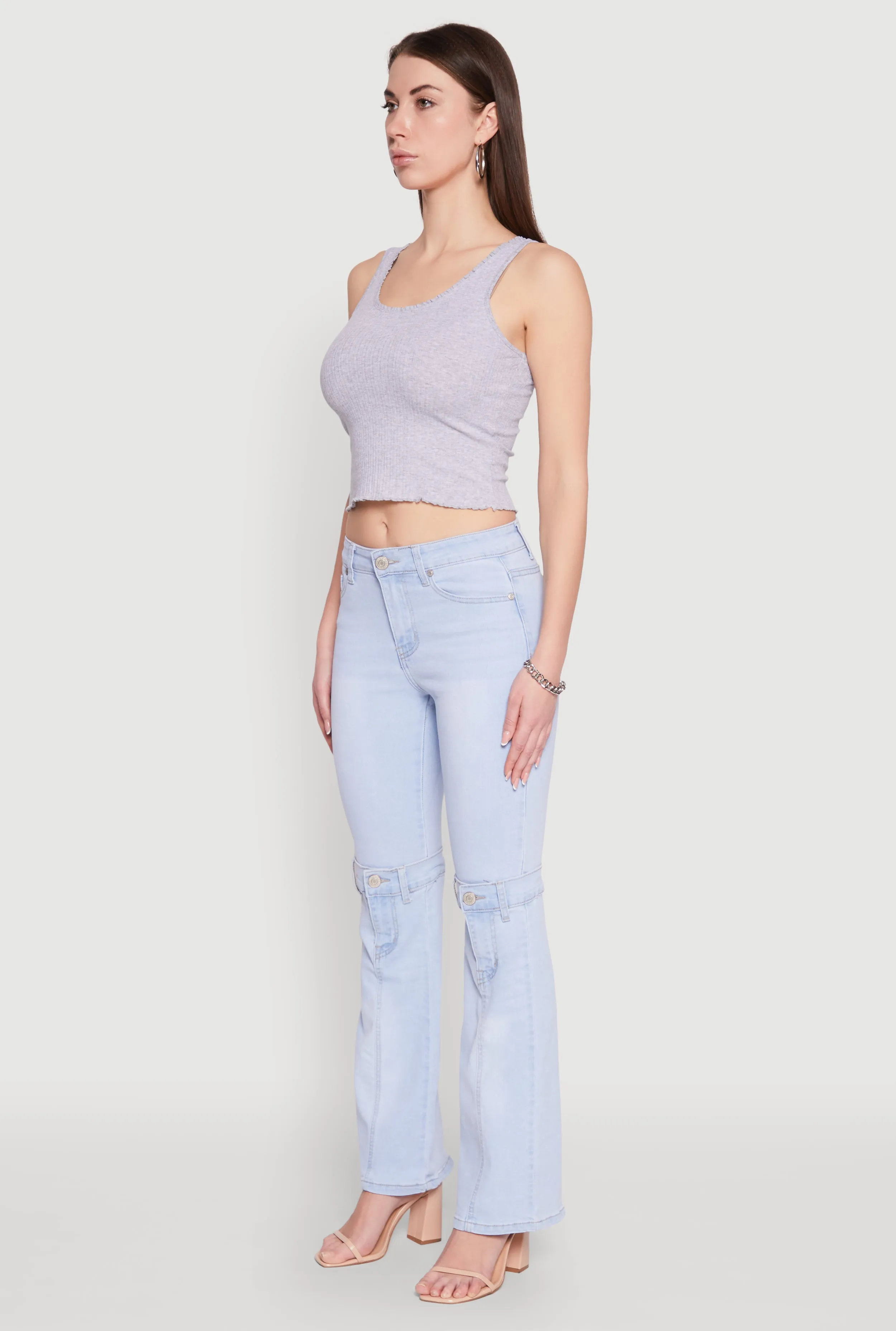 VIP Convertible Straight Leg Jeans Hidden Rivet Details