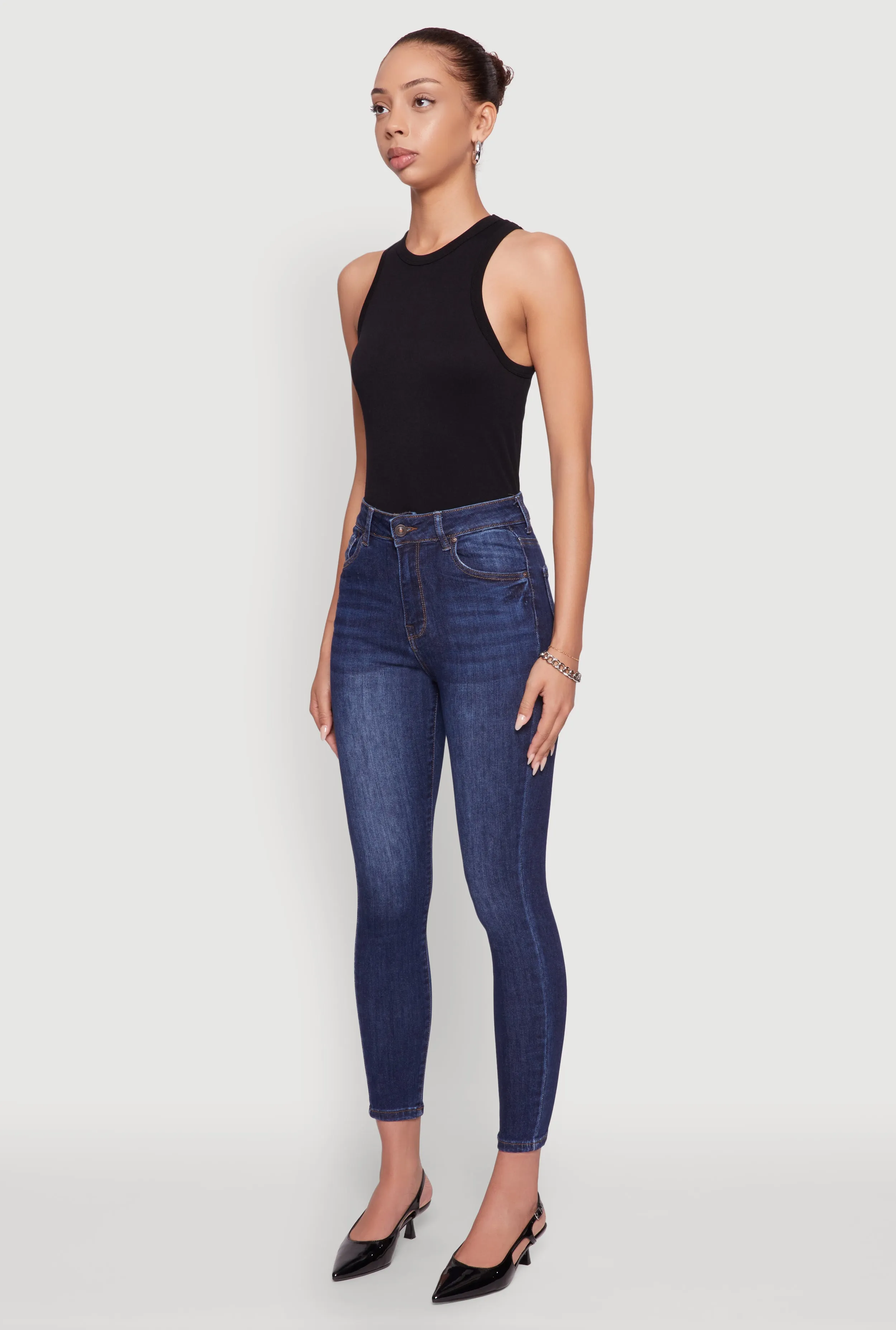 Basic Layers WAX High Rise Solid Cropped Skinny Jeans