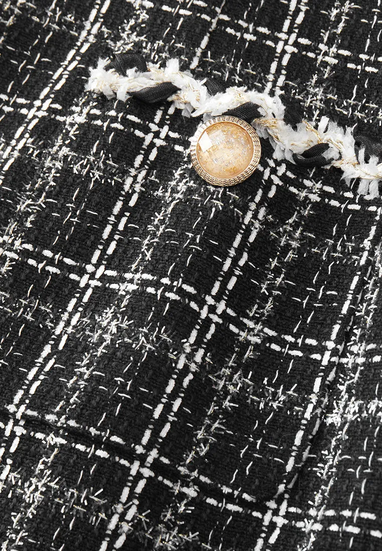 Flex Fit Scallop-trim Checked Patch-pocket Dress