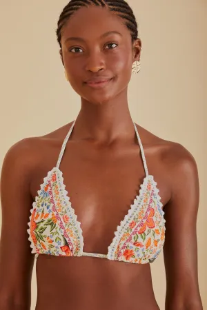 UV Protection Spark Glow Bloom Garden Triangle Bikini Top