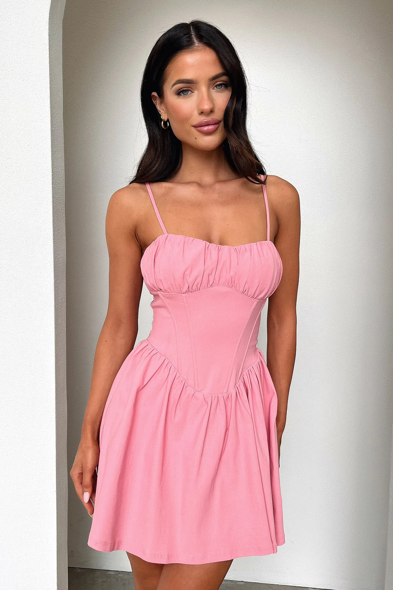 Stylish mini for brunch Flattering Silhouette Zanaya Dress - Pink
