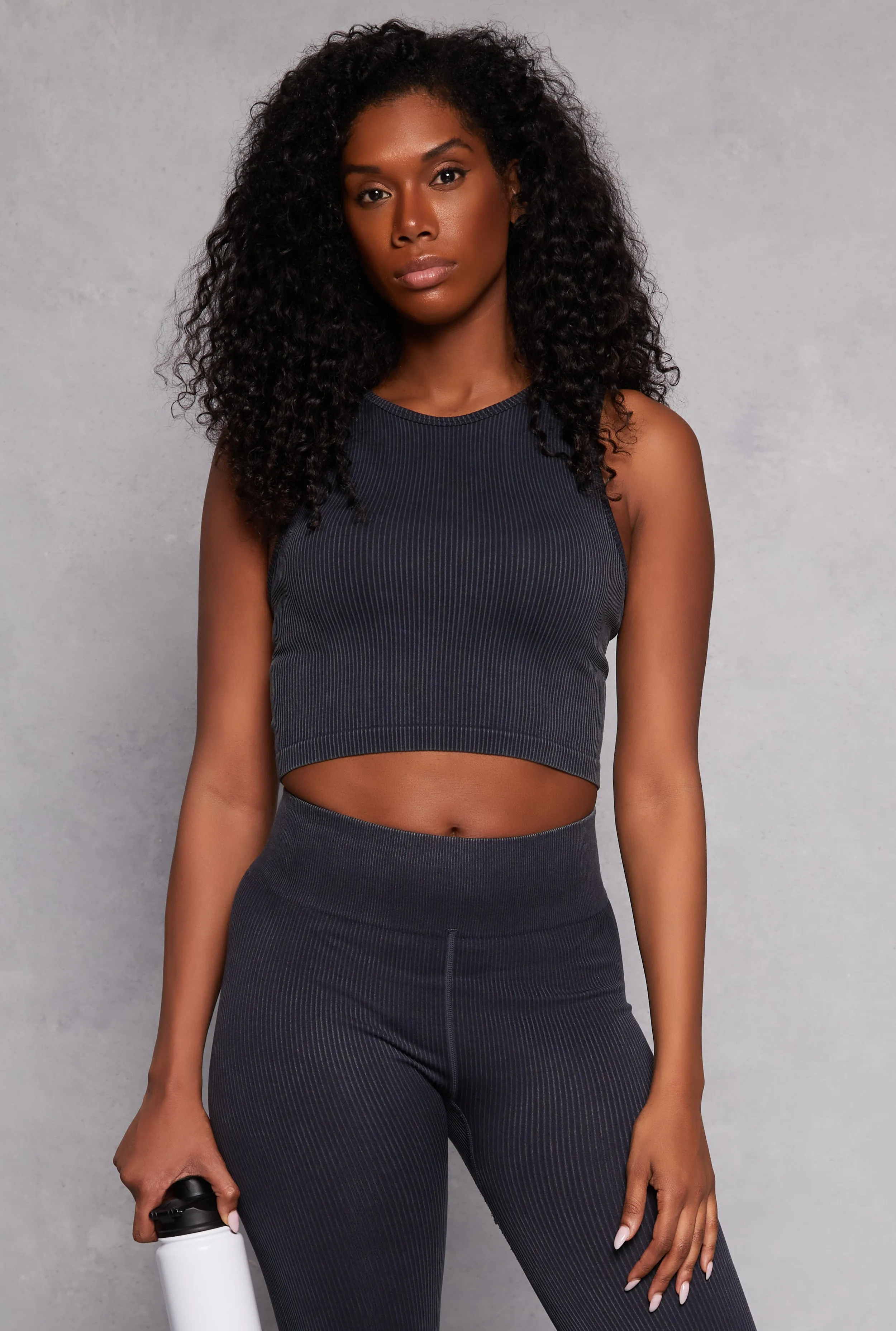 Stretch Fit Military - grade Seamless Ribbed Knit Cropped Tank Top
