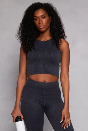 Stretch Fit Military - grade Seamless Ribbed Knit Cropped Tank Top