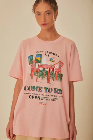 Pink Come To Rio Organic Cotton Relaxed T-Shirt Weekend Look Smart Wear