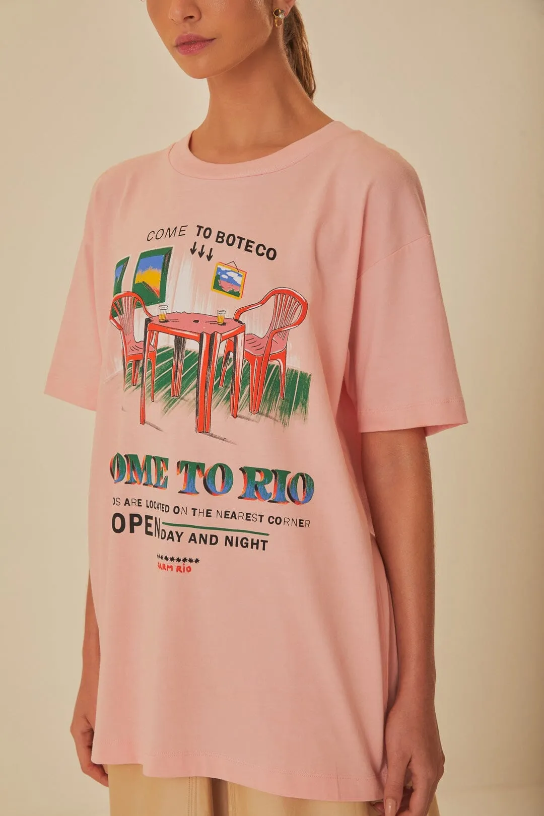 FlexibleWaistband Travel Proof Pink Come To Rio Organic Cotton Relaxed T-Shirt