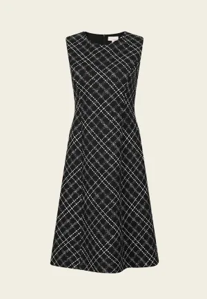 Drive Core Black Plaid Sleeveless Tweed Dress