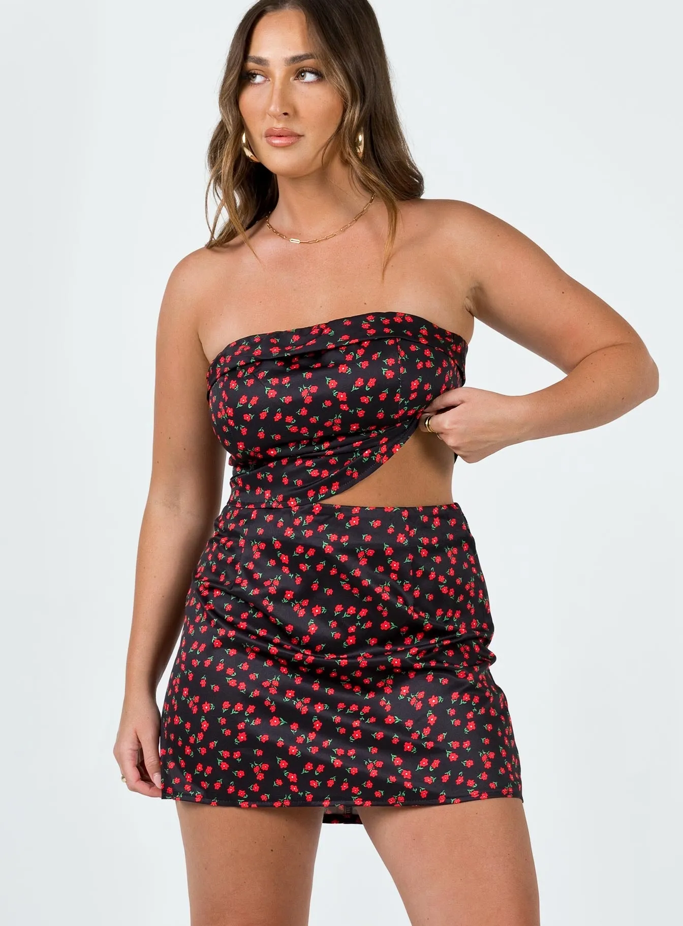 Chadwick Mini Skirt Black Floral Travel Ready