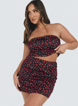 Chadwick Mini Skirt Black Floral Neat Finish Subtle Detail