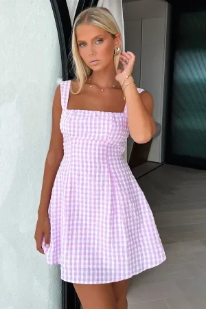 Relaxed Chic Bransley Square Neck Mini Dress - Pink/White