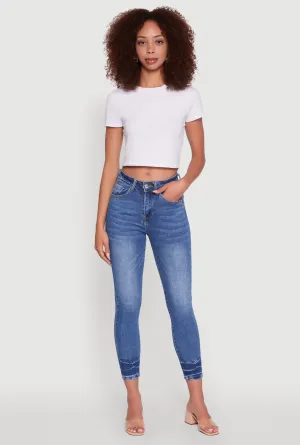 WAX Crinkle Hem Whiskered Skinny Jeans Student Outfit Earthy