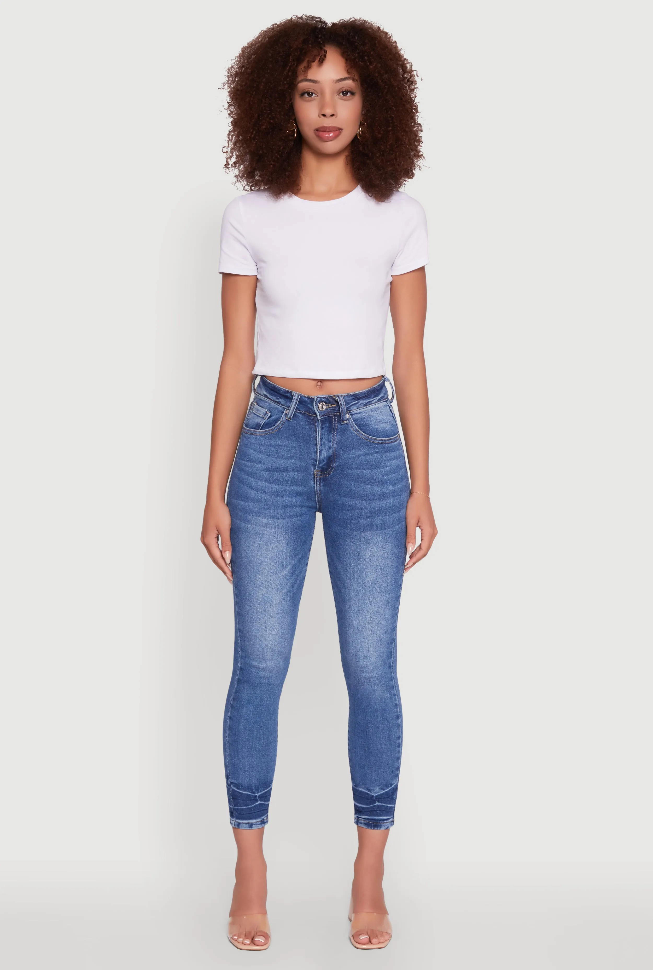 WAX Crinkle Hem Whiskered Skinny Jeans Reliable Fit Functional Outfit
