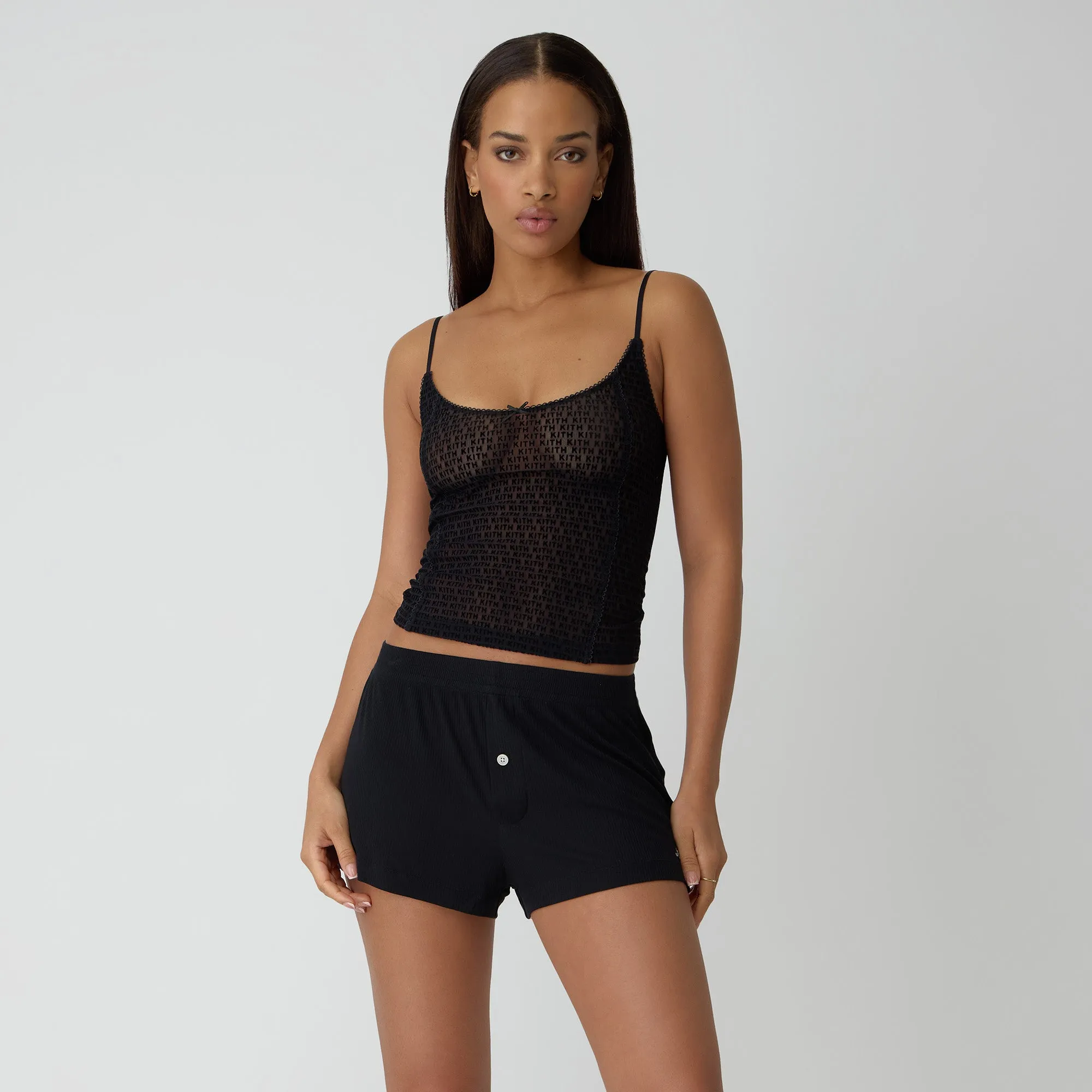 Kith Women Modal Rib Nilah Shorty - Black two piece outfit