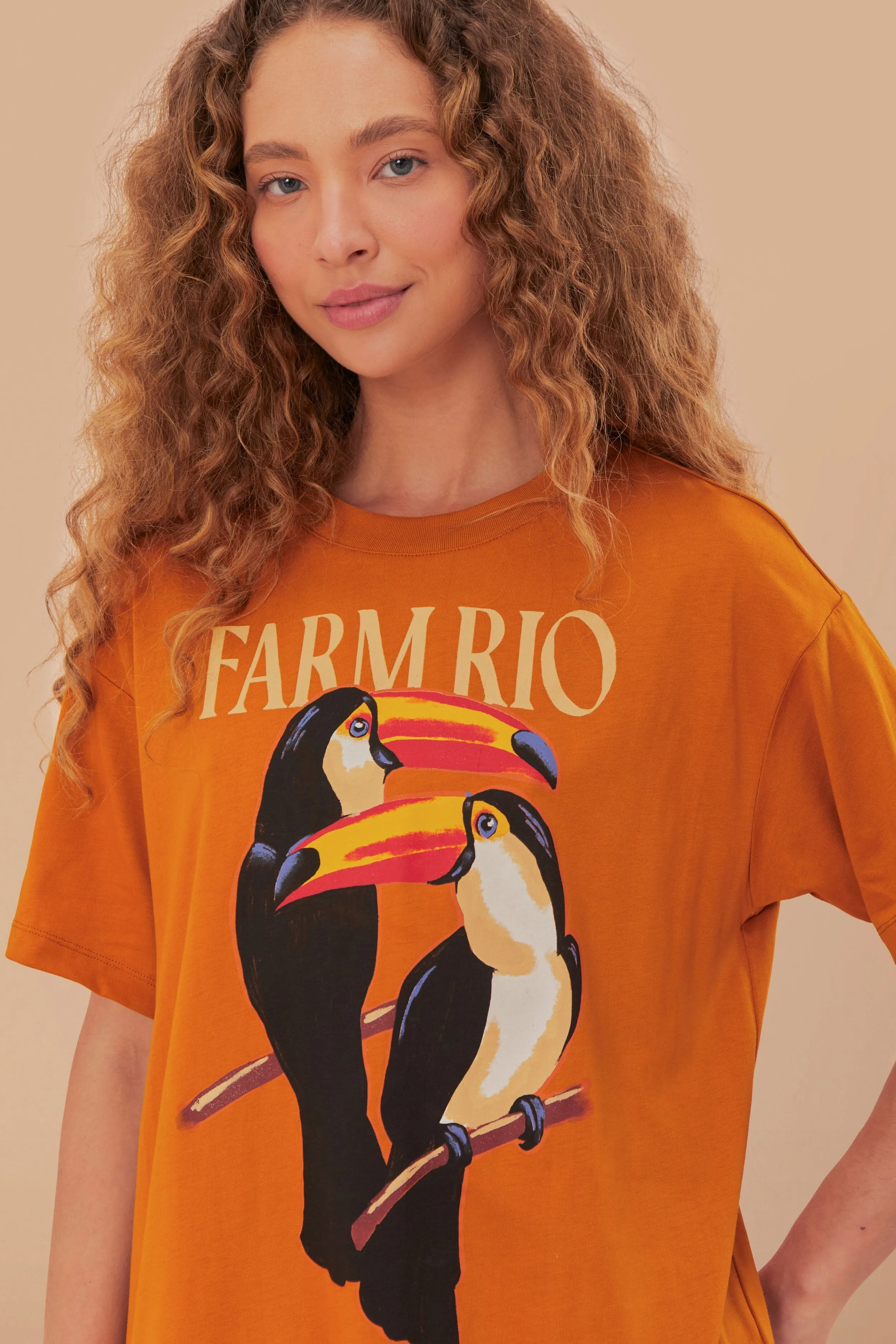Smile Ease Brown Farm Rio Toucan Organic Cotton Relaxed T-Shirt