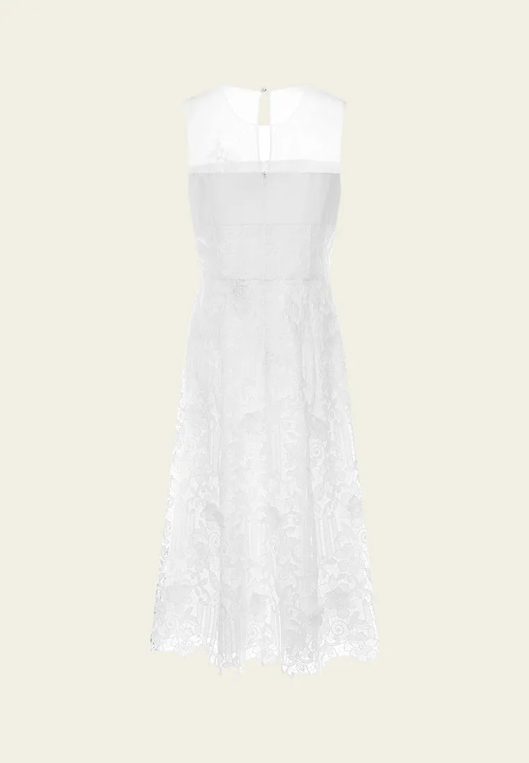 Work Mix MoistureWicking Lace and Embroidery Sleeveless Dress