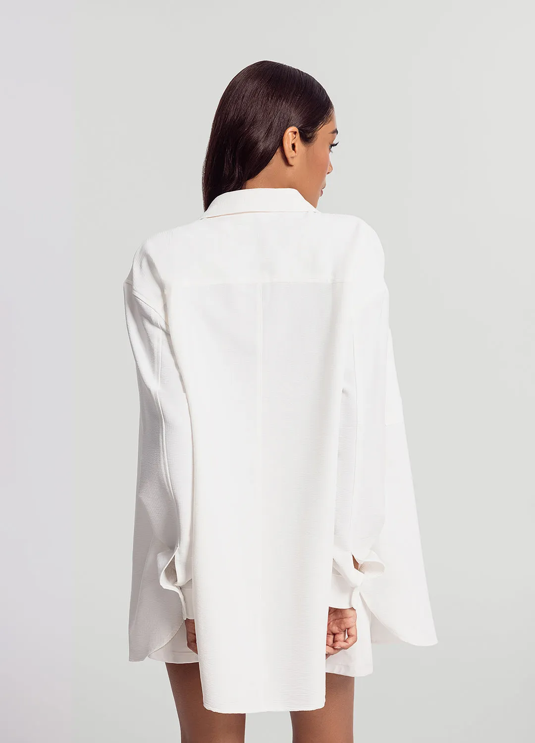 Casual Comfort Fit Textured Oversized Button-Up Shirt