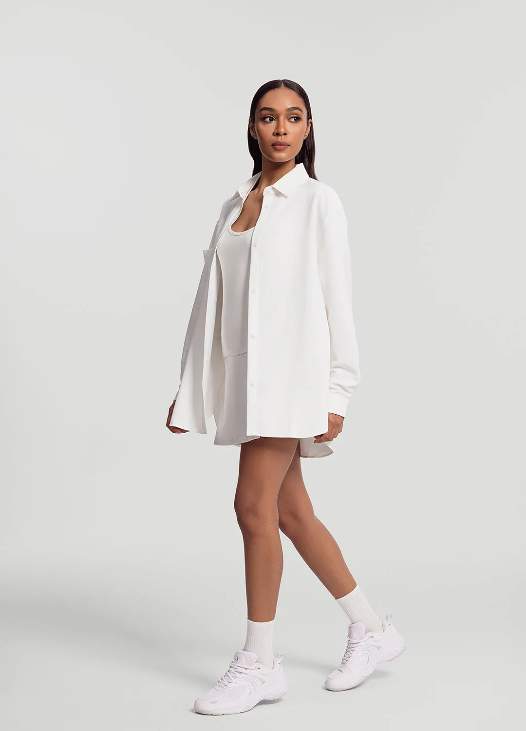 Trendy popularity Textured Oversized Button-Up Shirt