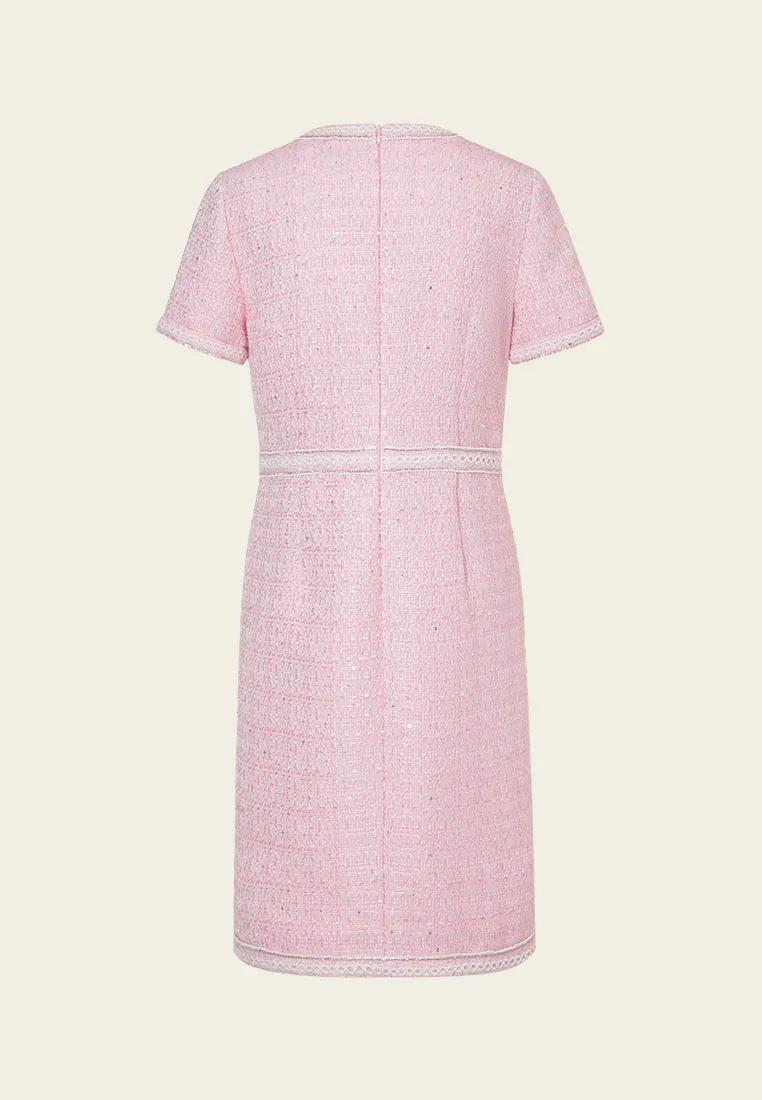 Universal Clasp Mechanism V-neck Lace-trim Slit-pocket Dress