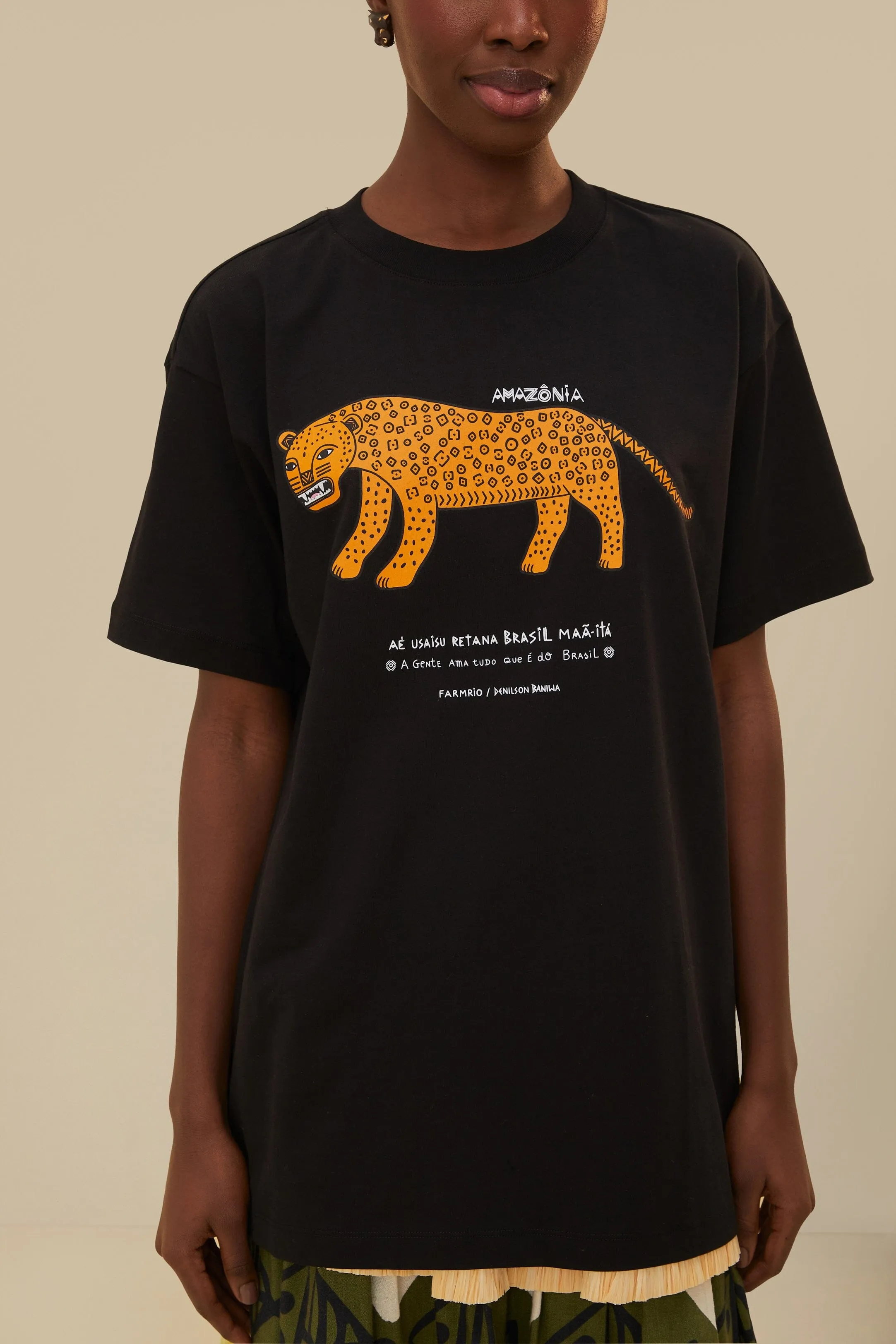 Black Amazonia Organic Cotton Relaxed T-Shirt Party Guest Lightweight Fabric