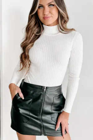 Outdoor Street Relax Weekend Beautiful Basic Turtleneck Bodysuit (Ivory)