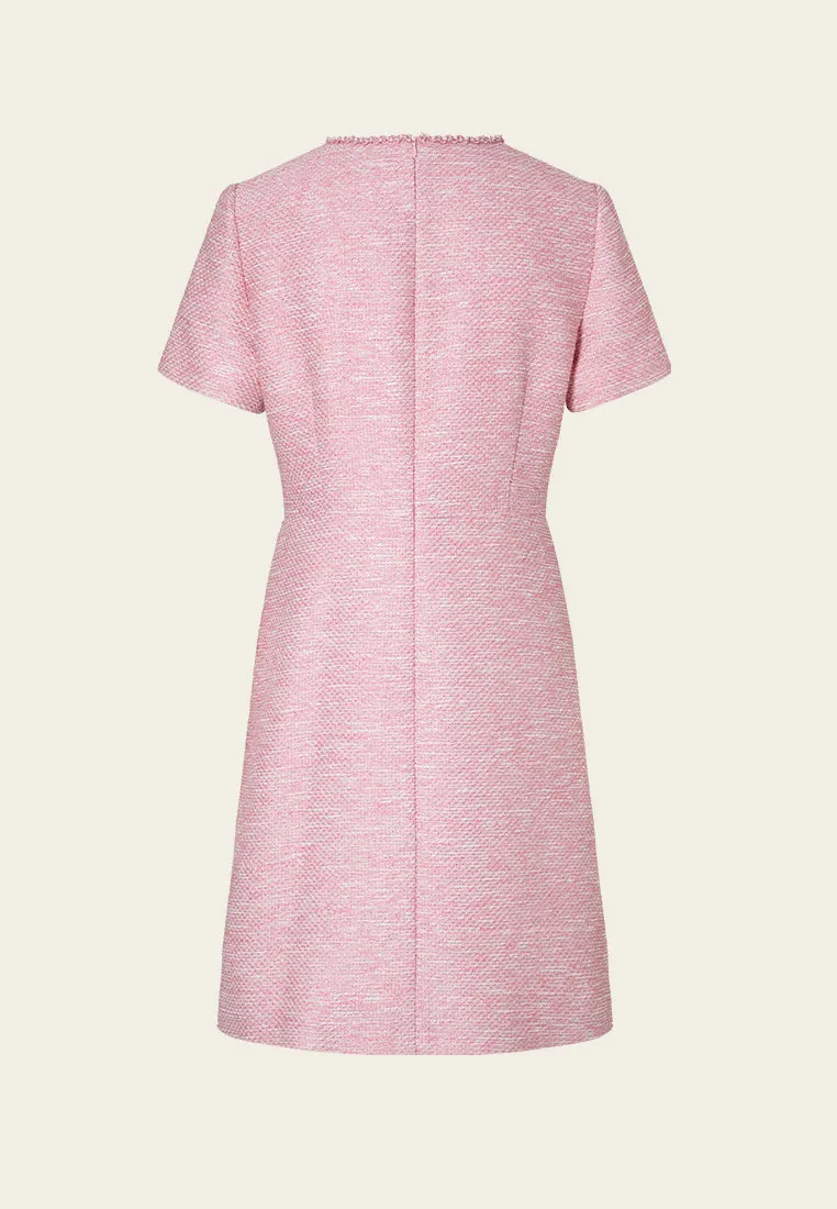 Cozy Vibe WaterRepellentCoating Short-sleeve Embellished-trim Pocket Slim-fit Dress