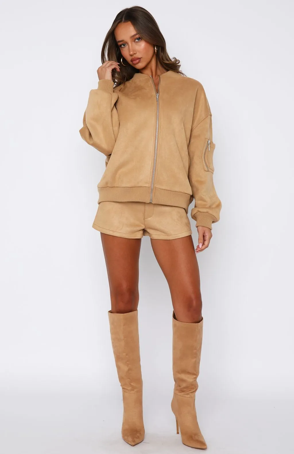 Between Us Faux Suede Shorts Honey Linen shorts Daily Casual