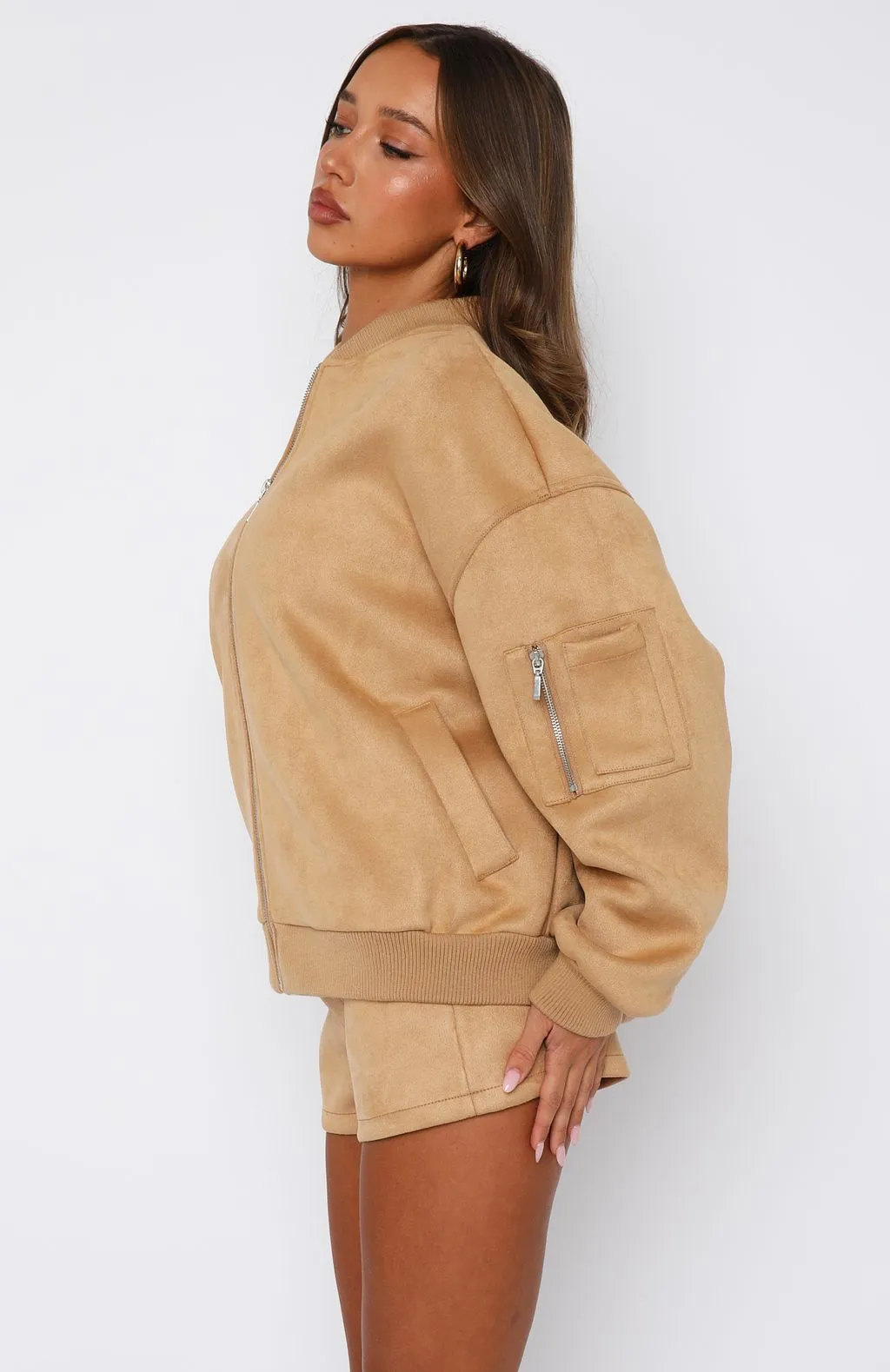Trendy Fashion Between Us Faux Suede Shorts Honey