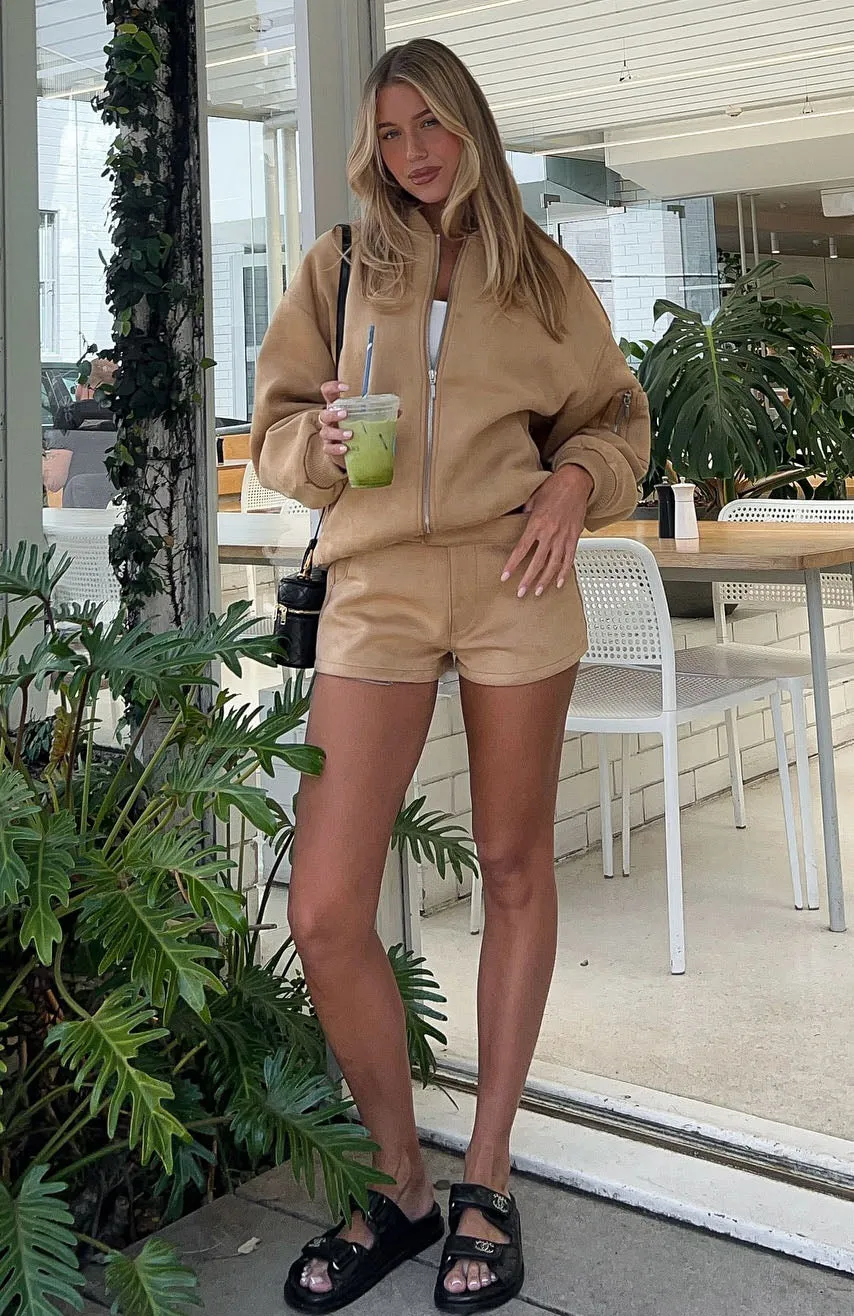 Between Us Faux Suede Shorts Honey Hygienic Antimicrobial Layer Pajamas