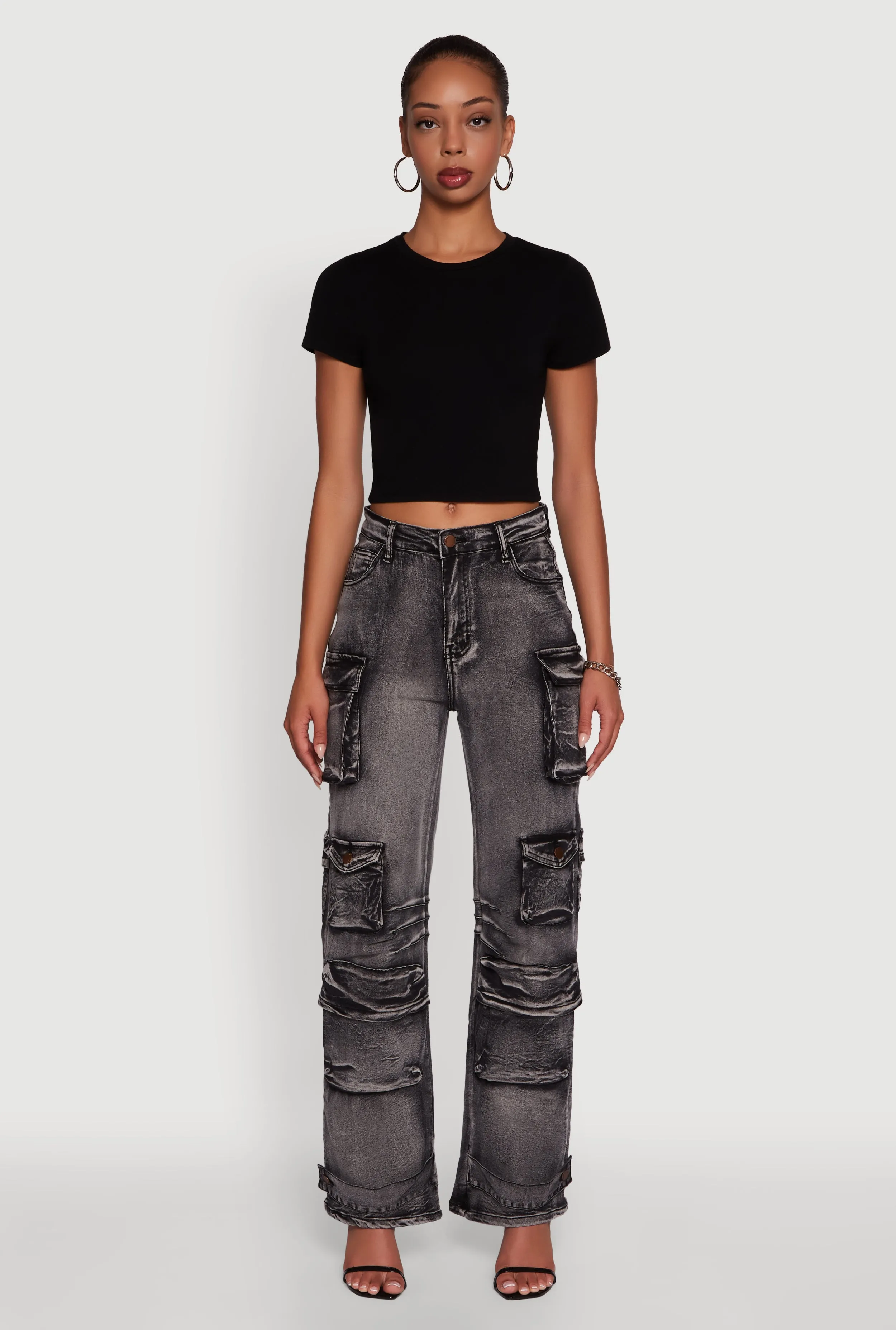 Daisy Mineral Wash Straight Leg Utility Jeans Workwear Ready Faded Wash