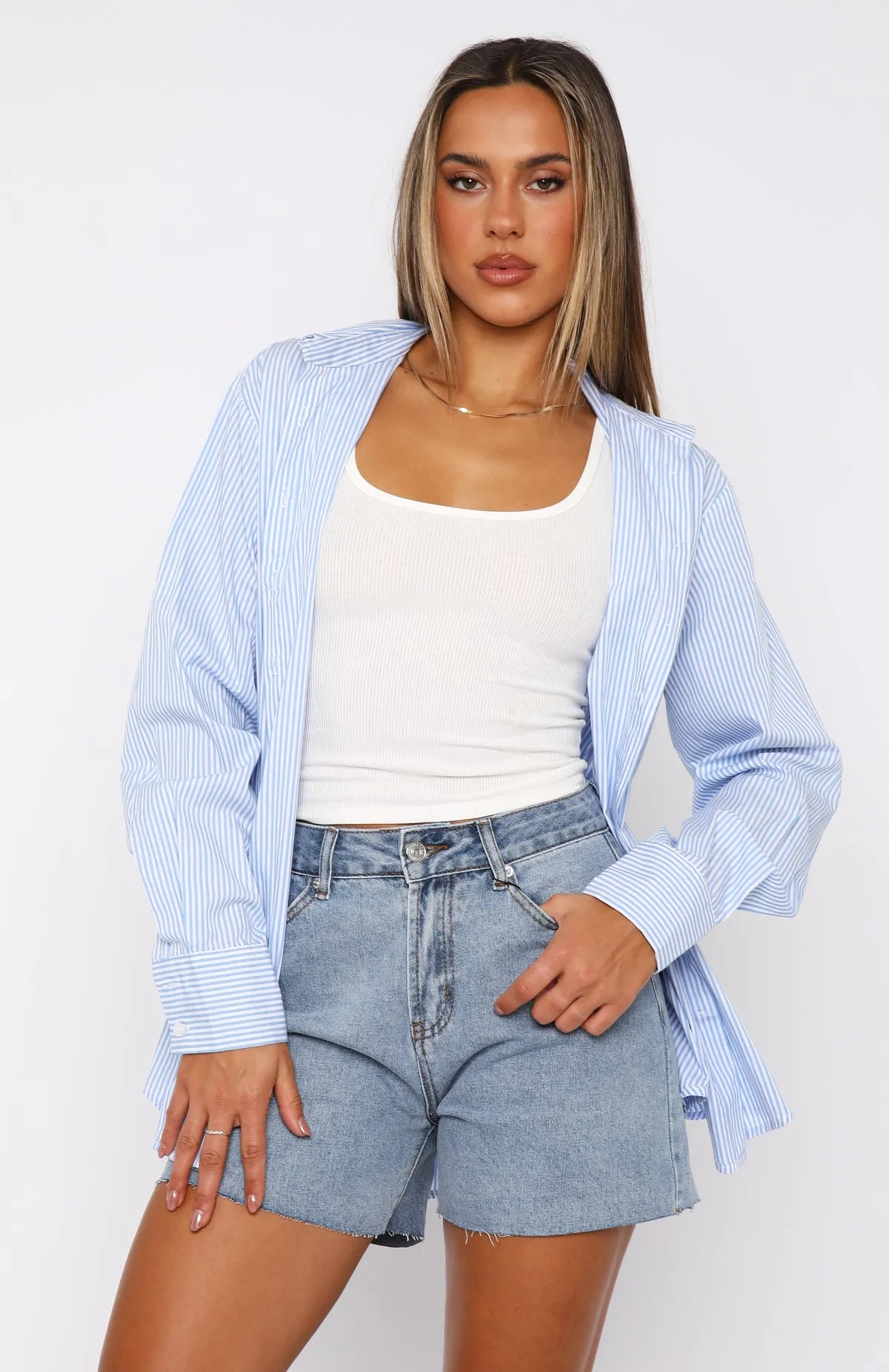 Keep It Brief Denim Shorts Blue high waisted AntiOdorTreatment