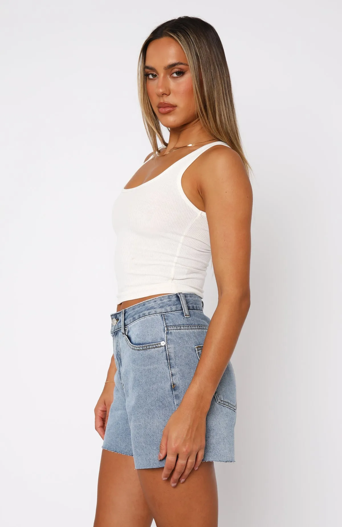Keep It Brief Denim Shorts Blue Non Binding Waistline