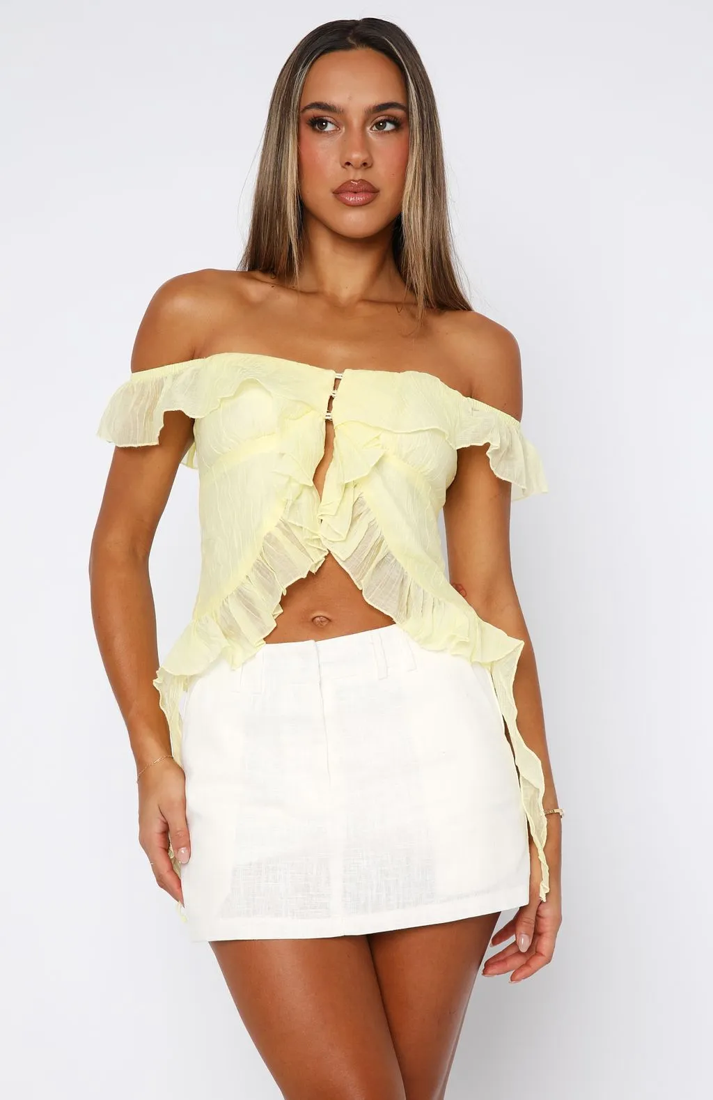 Adjustable Hem Sustainable Production Methods Love The View Off Shoulder Top Lemon