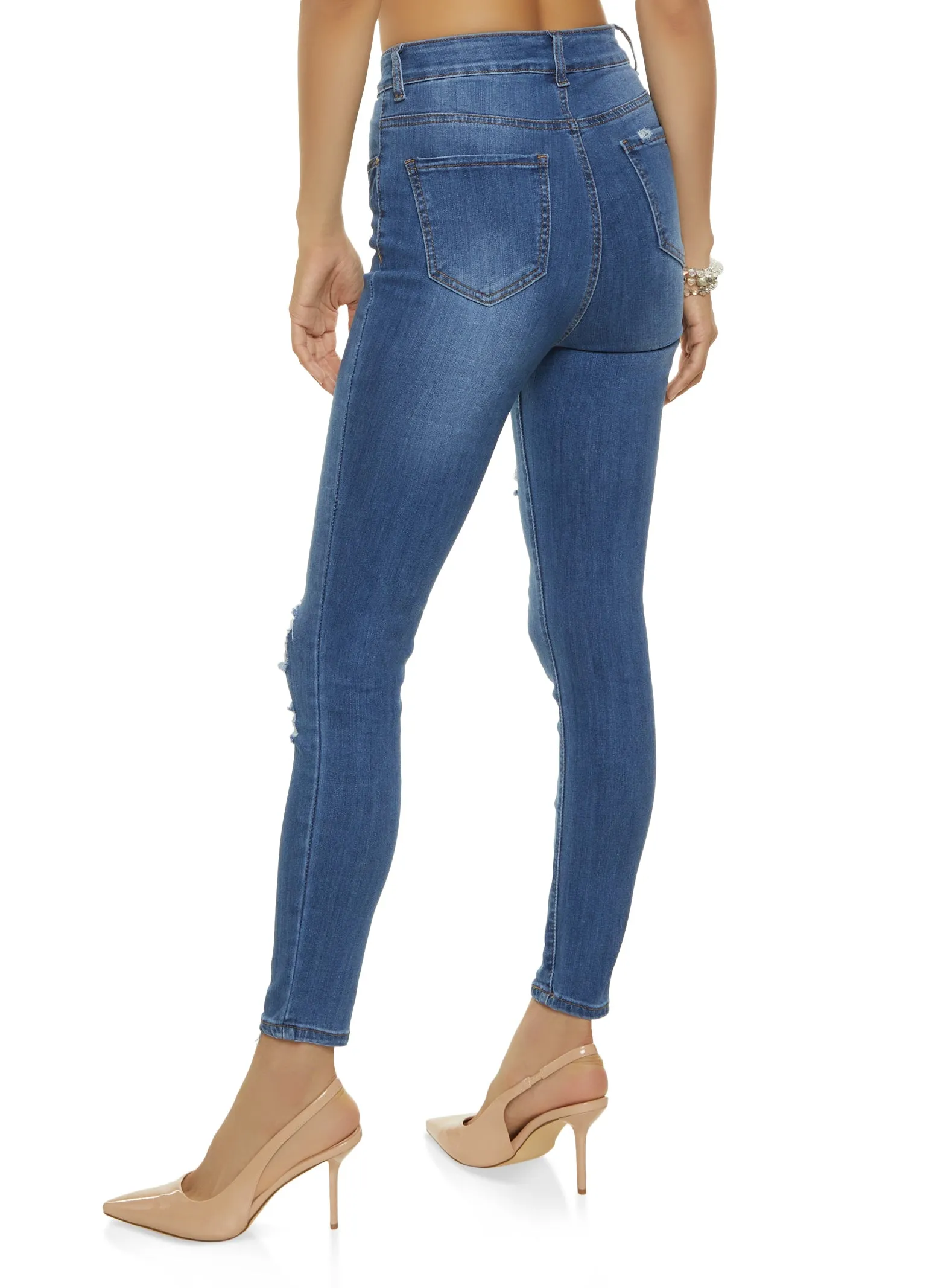 WAX Stretch Distressed High Rise Jeans Simple Fashion City Ready