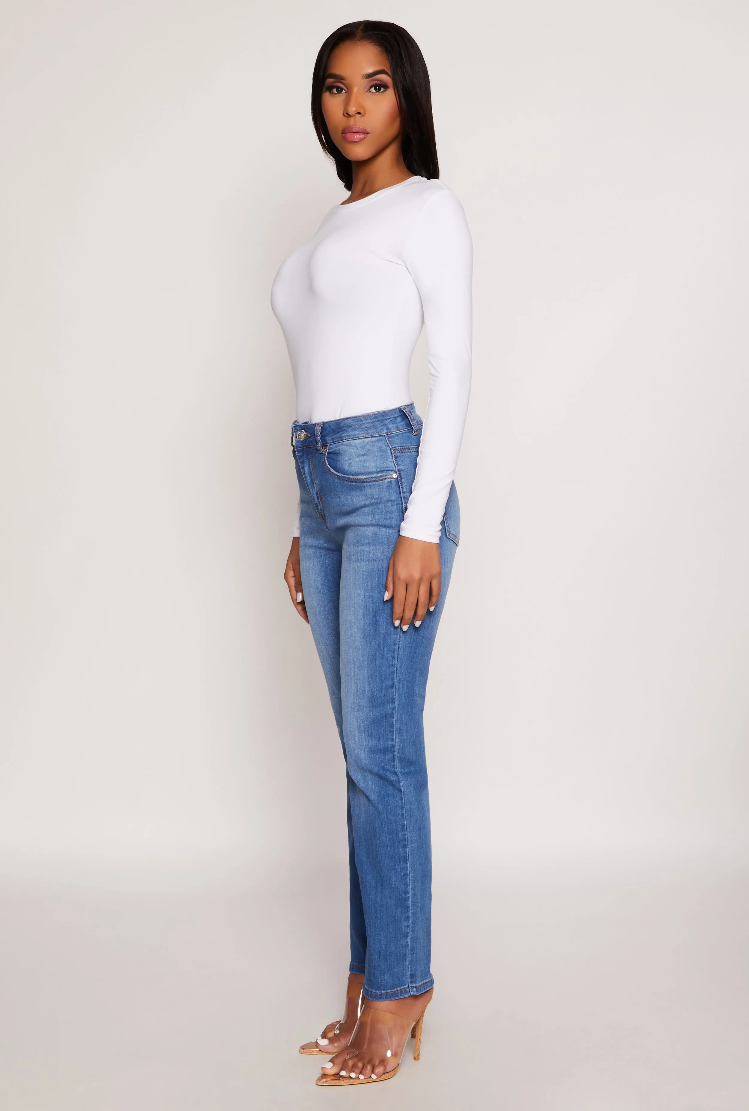 Comfort Wear WAX Frayed Detail Straight Leg Jeans