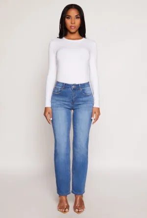 WAX Frayed Detail Straight Leg Jeans Stretch Comfort