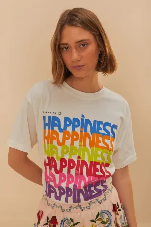 Off-White Dress In Happiness Relaxed T-Shirt CompressiveFitFabric FoldableDesign