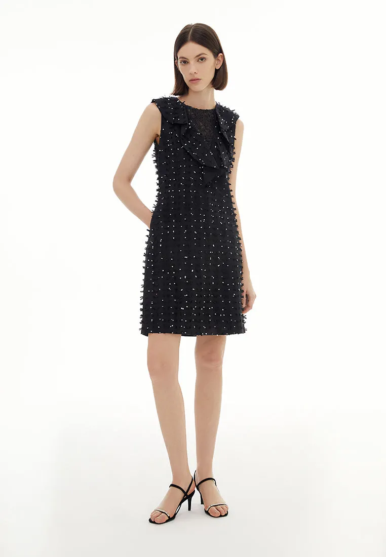 Velvet Soul WaterRepellentFinish Patchwork Jacquard Sleeveless Mini Dress