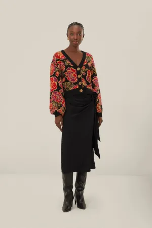 Black Midi Skirt Breezy Flow Modern Edge