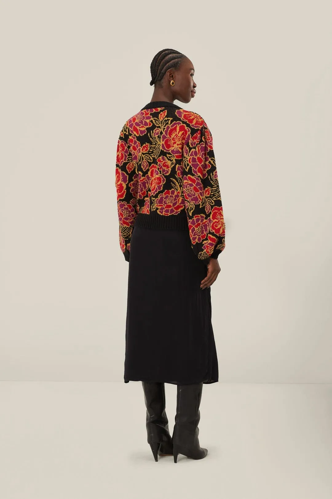 Neat Fit Adjustable Waistband Black Midi Skirt