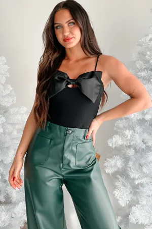 Holiday Vintage The World Awaits Bow Detail Bodysuit (Black)
