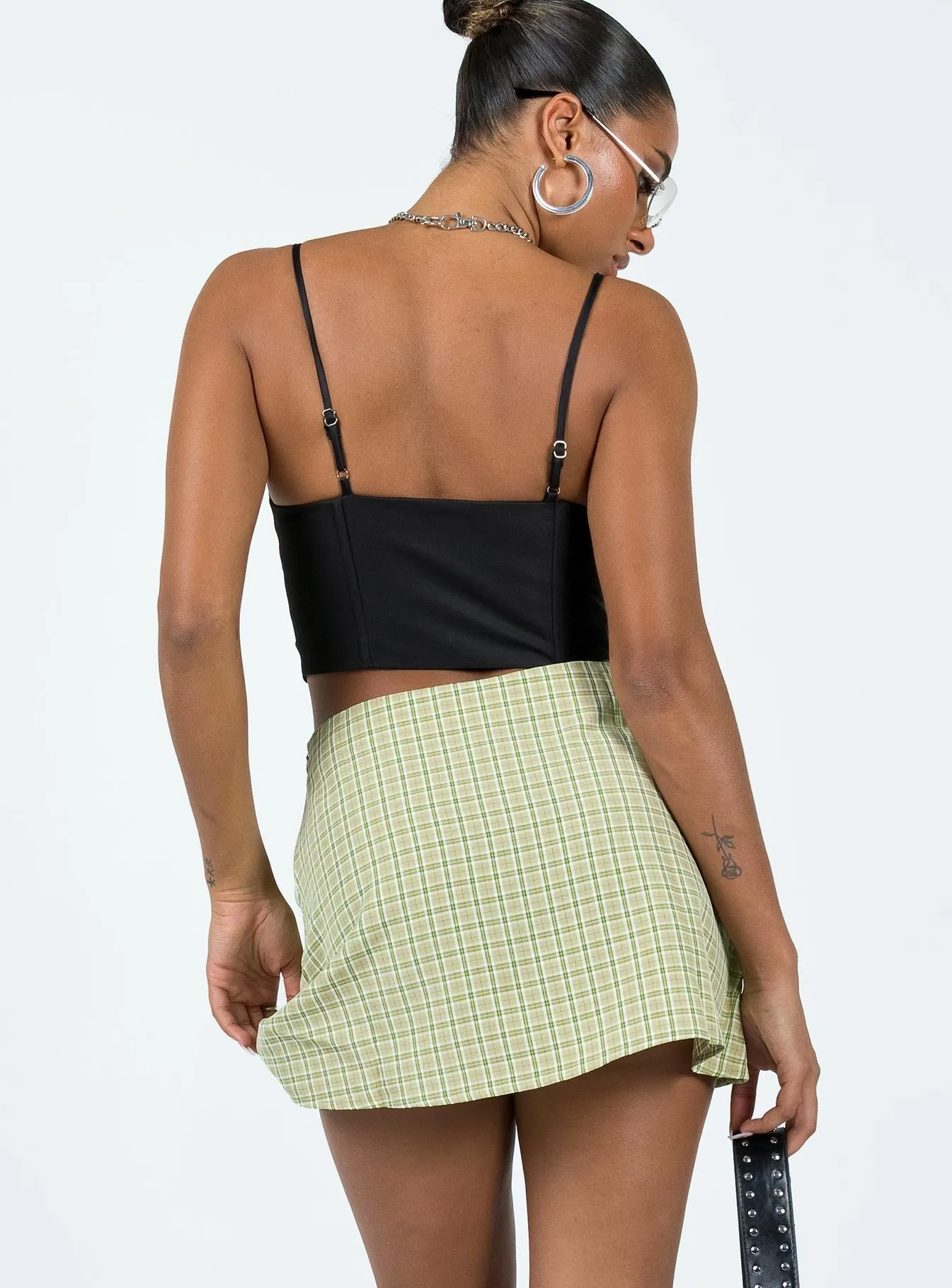 Bold Edge Modern Details Kai Check Mini Skirt Green