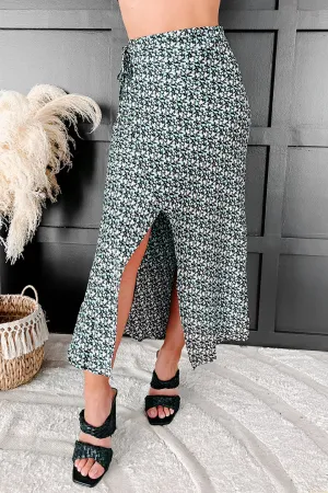 Petal Paradise Satin Floral Wrap Skirt (Black) Low Maintenance Fabric Fashion Energy