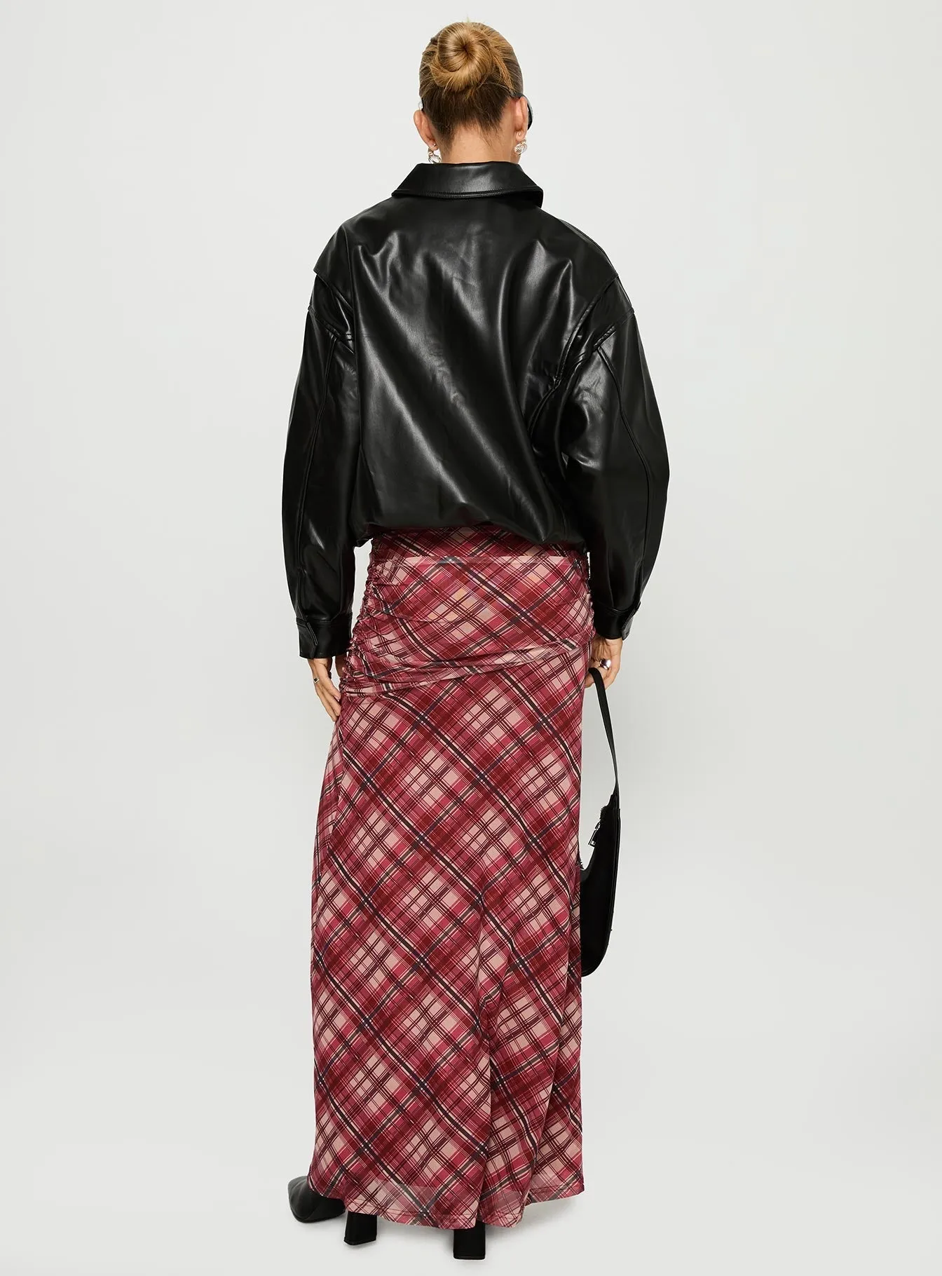 Daily Style Delicate Texture Cooperi Maxi Skirt Red Multi