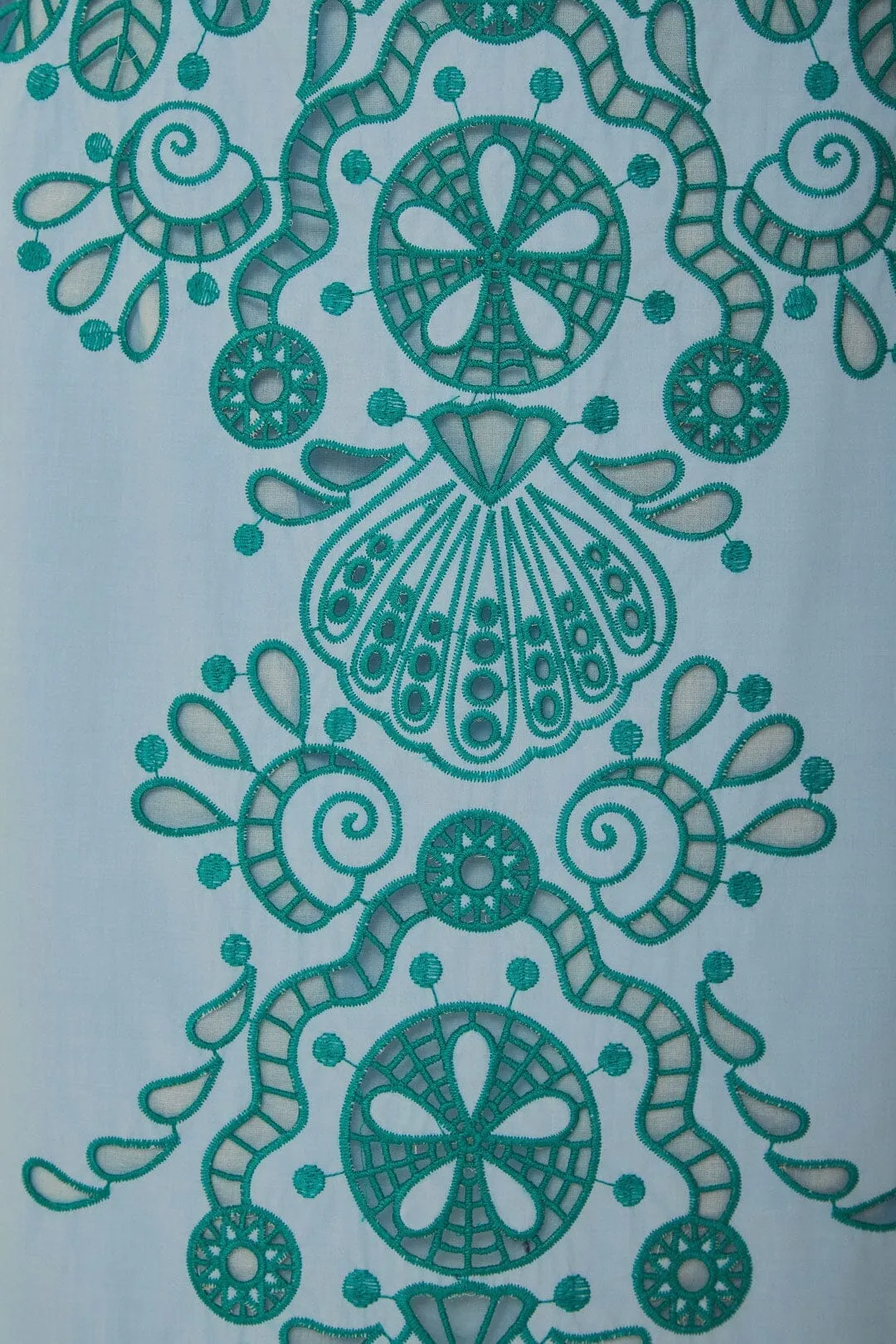 Light Blue And Green Graphic Richelieu Midi Skirt Lightweight Fabric