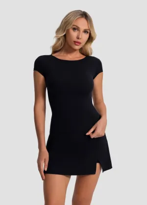 VintageWashEffect Active Trend Open-Back T-Shirt